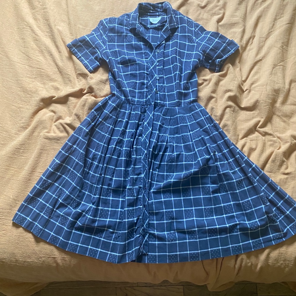 Gauzy vintage checker cotton dress
